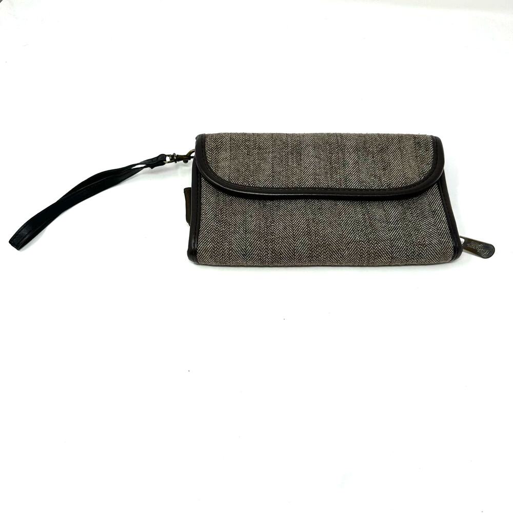 Thirty One Wallet Clutch Gray Black Bag Compact Travel Wrist Strap Snap‎ Zipper